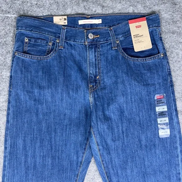 Levi's Jeans Womens 29x30 Blue Middy Straight Leg Cotton Casual Denim Pants‎ NEW - Picture 2 of 16